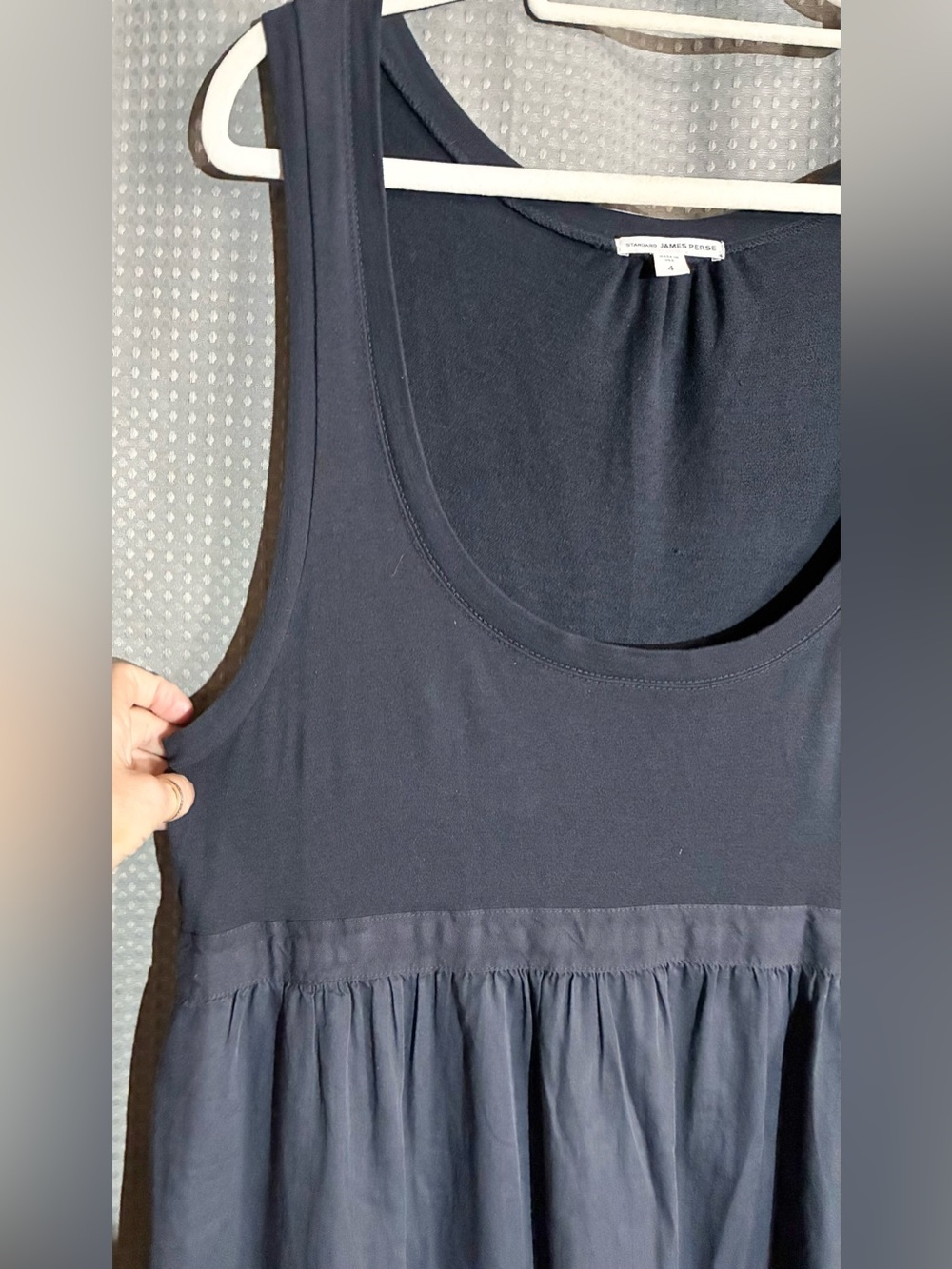 Standard James Perse Mix Media Dress Sz 4 Blue Pockets Minimalist Staple USA - Picture 6 of 11